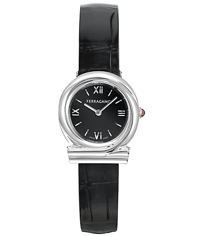 Salvatore Ferragamo Women's Gancini Twisted Quartz Analog Leather Strap Watch