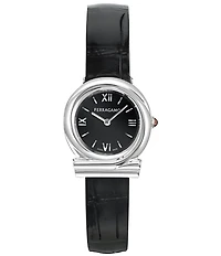 Salvatore Ferragamo Women's Gancini Twisted Quartz Analog Leather Strap Watch