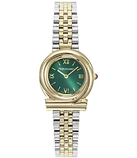 Salvatore Ferragamo Women's Gancini Twisted Quartz Analog Two Tone Stainless Steel Bracelet Watch
