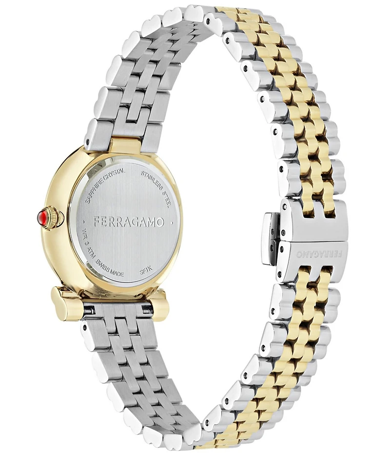 Salvatore Ferragamo Women's Gancini Twisted Quartz Analog Two Tone Stainless Steel Bracelet Watch