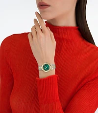 Salvatore Ferragamo Women's Gancini Twisted Quartz Analog Two Tone Stainless Steel Bracelet Watch