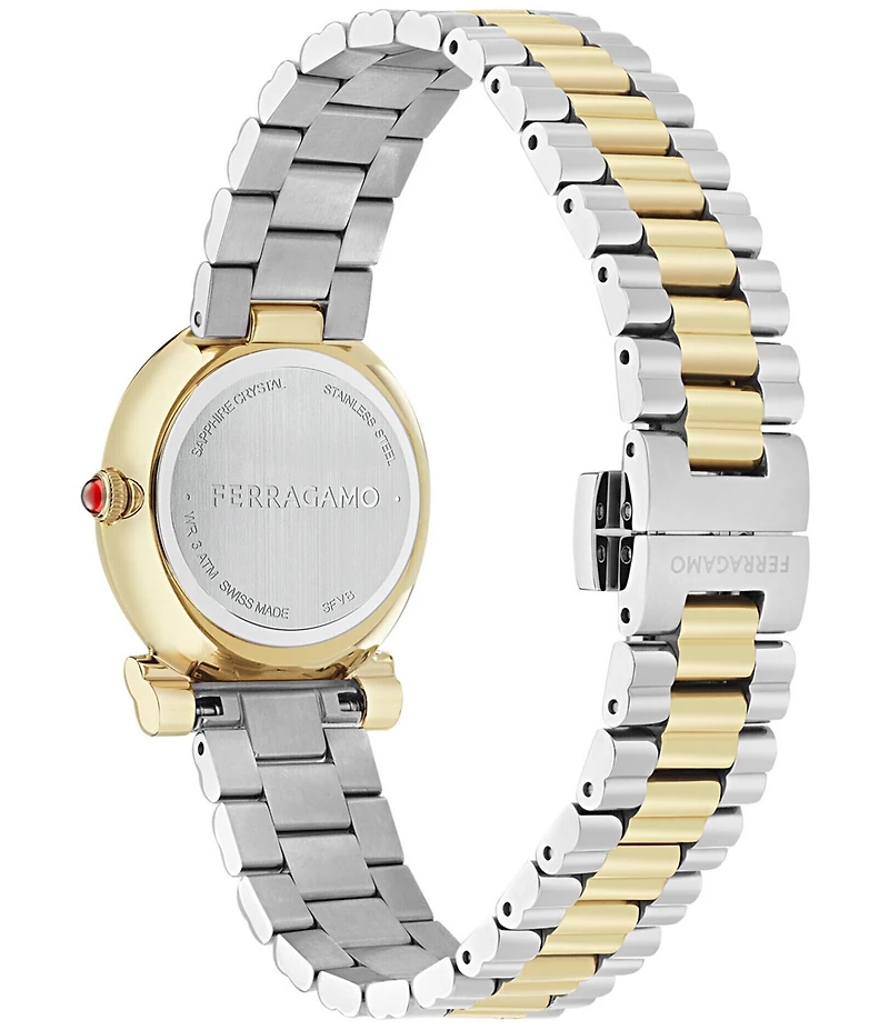 Salvatore Ferragamo Women's Gancini Twisted Quartz Analog Two Tone Stainless Steel Bracelet Watch