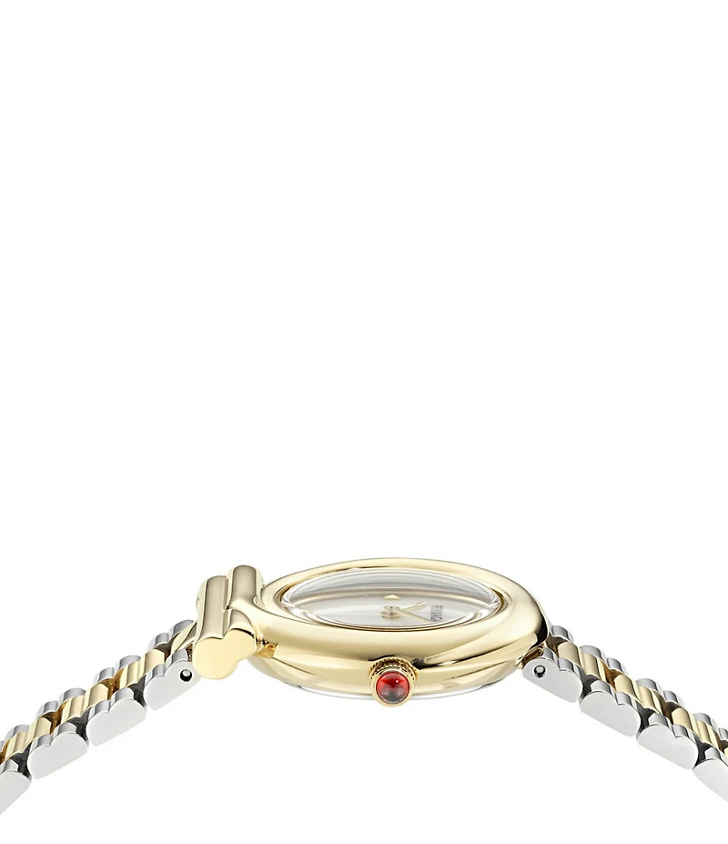 Salvatore Ferragamo Women's Gancini Twisted Quartz Analog Two Tone Stainless Steel Bracelet Watch