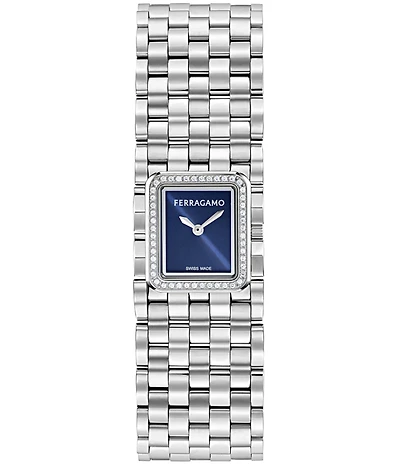 Salvatore Ferragamo Women's Ferragamo Entrelace Crystal Quartz Analog Stainless Steel Bracelet Watch