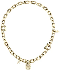 Salvatore Ferragamo Women's Quartz Tow Hand Gold Tone Stainless Steel Charm Necklace Watch