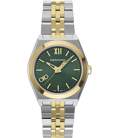 Salvatore Ferragamo Women's Vega Quartz Analog Two Tone Stainless Steel Bracelet Watch