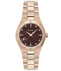 Salvatore Ferragamo Women's Vega Upper East Quartz Analog Rose Gold Tone Stainless Steel Bracelet Watch