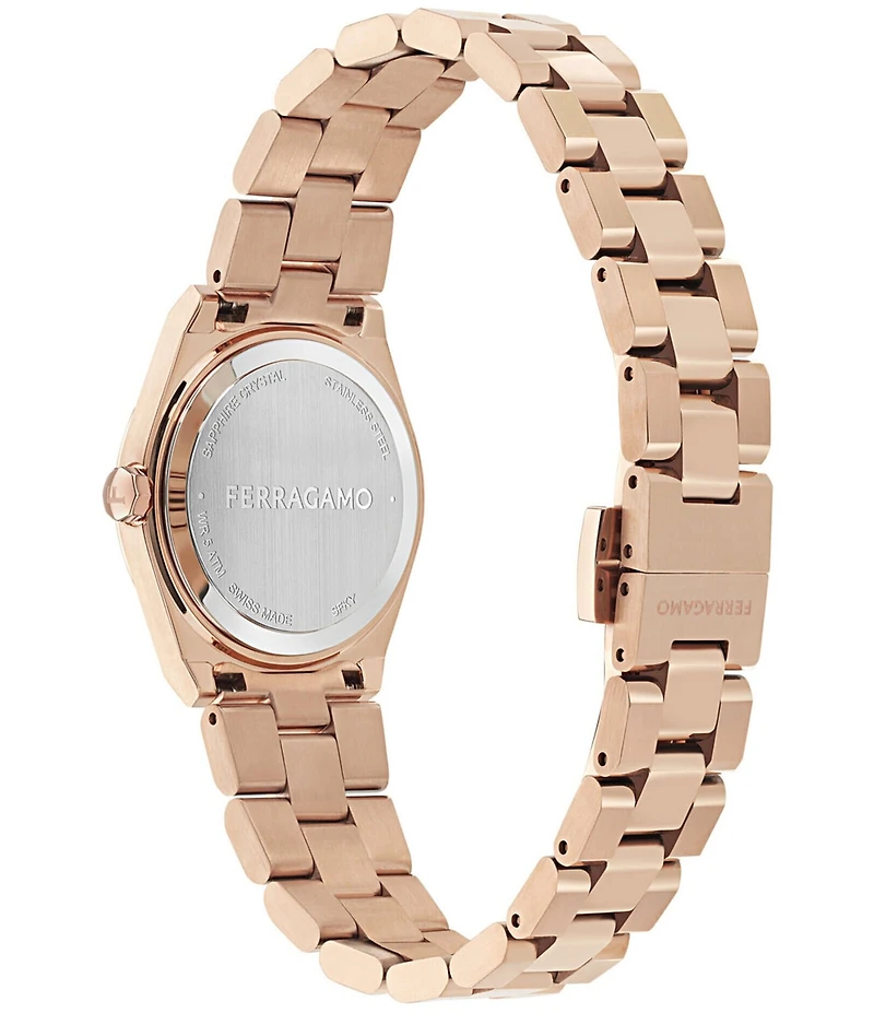 Salvatore Ferragamo Women's Vega Upper East Quartz Analog Rose Gold Tone Stainless Steel Bracelet Watch