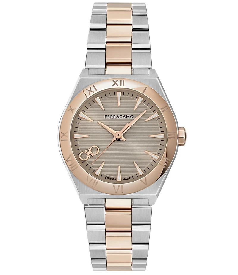 Salvatore Ferragamo Women's Vega Upper East Quartz Analog Two Tone Stainless Steel Bracelet Watch