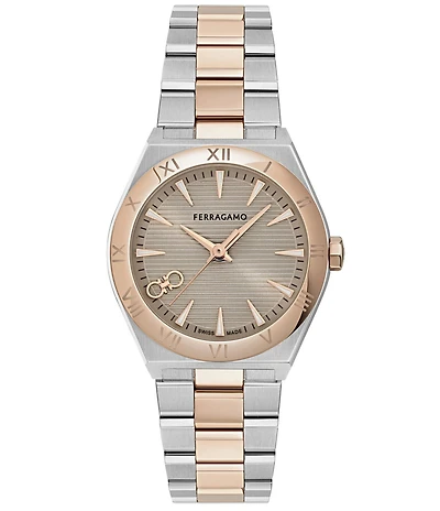 Salvatore Ferragamo Women's Vega Upper East Quartz Analog Two Tone Stainless Steel Bracelet Watch