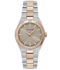 Salvatore Ferragamo Women's Vega Upper East Quartz Analog Two Tone Stainless Steel Bracelet Watch