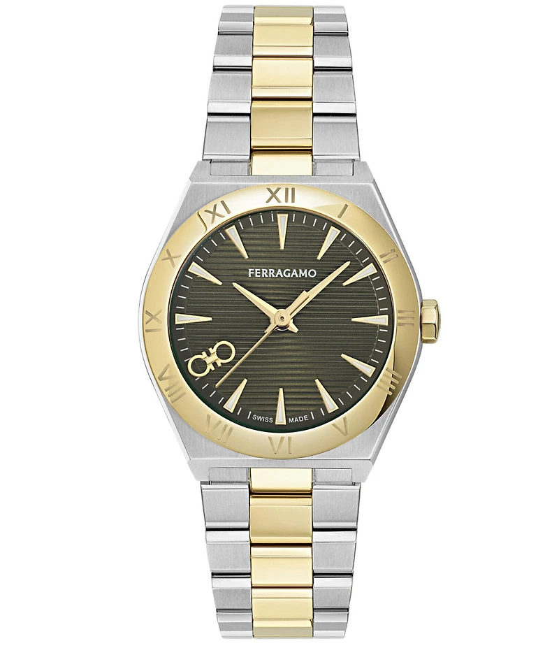 Salvatore Ferragamo Women's Vega Upper East Quartz Analog Two Tone Stainless Steel Bracelet Watch