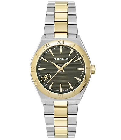 Salvatore Ferragamo Women's Vega Upper East Quartz Analog Two Tone Stainless Steel Bracelet Watch