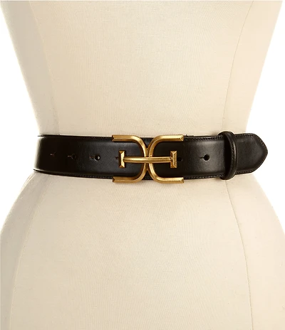 Sam Edelman 1.5#double; EE Leather Logo Belt