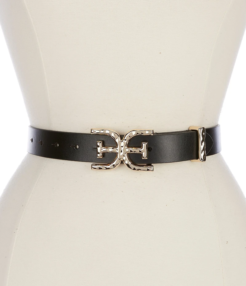 Sam Edelman 30mm Reversible Hammered Buckle Loop Belt