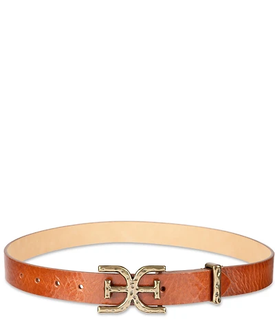 Sam Edelman 30mm Hammered Logo Buckle Leather Belt