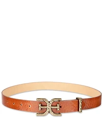 Sam Edelman 30mm Hammered Logo Buckle Leather Belt