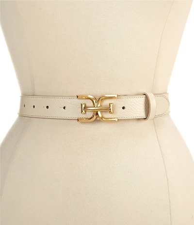 Sam Edelman 30mm Suede Logo Buckle Edge Stitch Belt