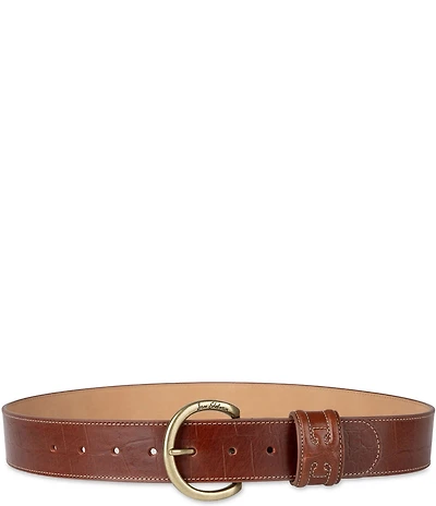 Sam Edelman 40mm Oval Crocodile Embossed Wide Leather Belt
