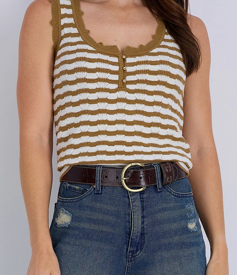 Sam Edelman 40mm Oval Leather Belt