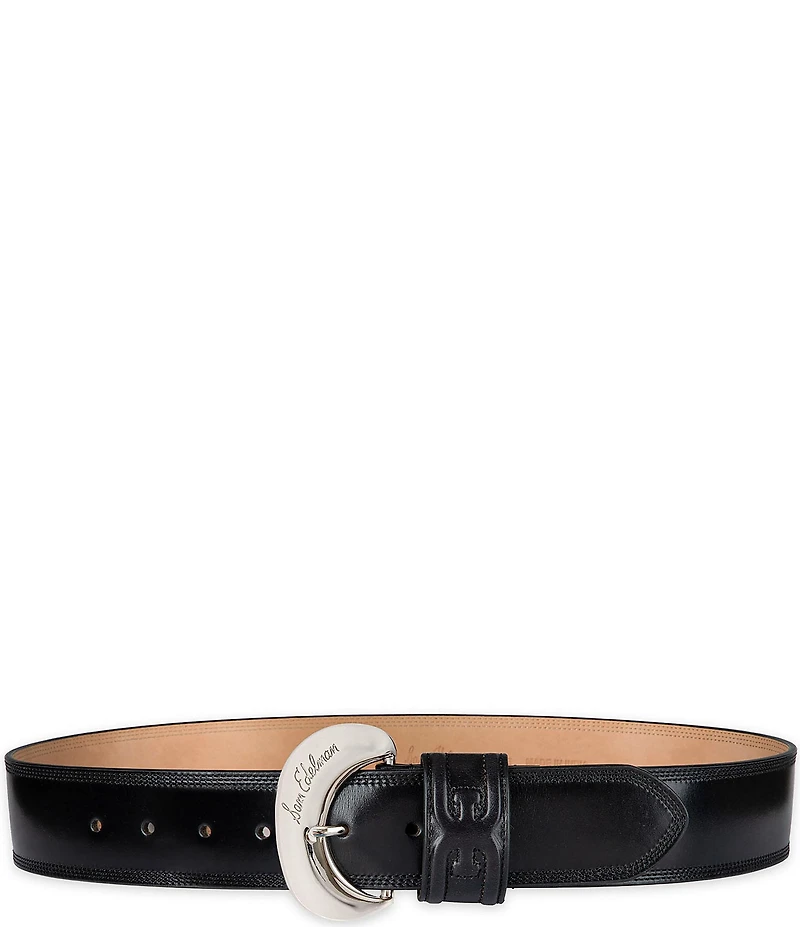 Sam Edelman 45mm Leather Organic Oversized Buckle Wide Belt