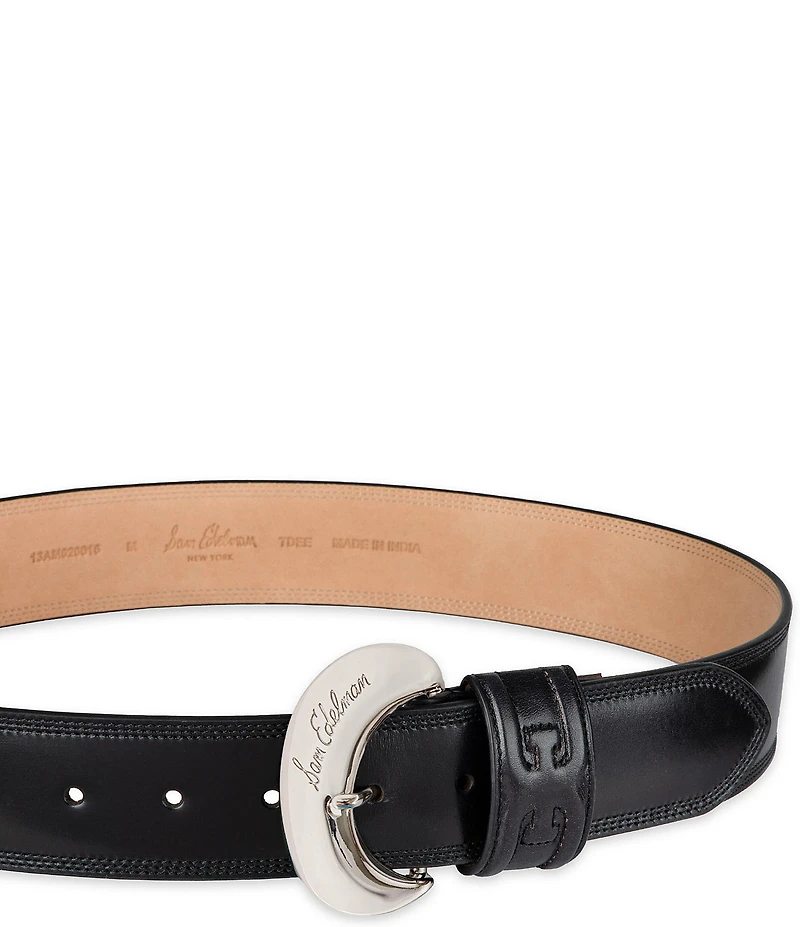 Sam Edelman 45mm Leather Organic Oversized Buckle Wide Belt