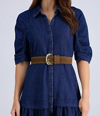 Sam Edelman 45mm Suede Organic Oversized Buckle Wide Belt