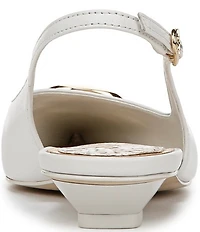 Sam Edelman Aggie Leather Logo Hardware Kitten Heel Slingback Pumps