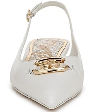 Sam Edelman Aggie Leather Logo Hardware Kitten Heel Slingback Pumps