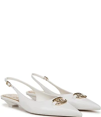 Sam Edelman Aggie Leather Logo Hardware Kitten Heel Slingback Pumps