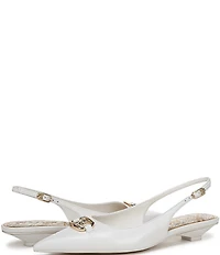 Sam Edelman Aggie Leather Logo Hardware Kitten Heel Slingback Pumps