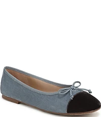 Sam Edelman Alie Cap Toe Velvet Bow Ballet Flats