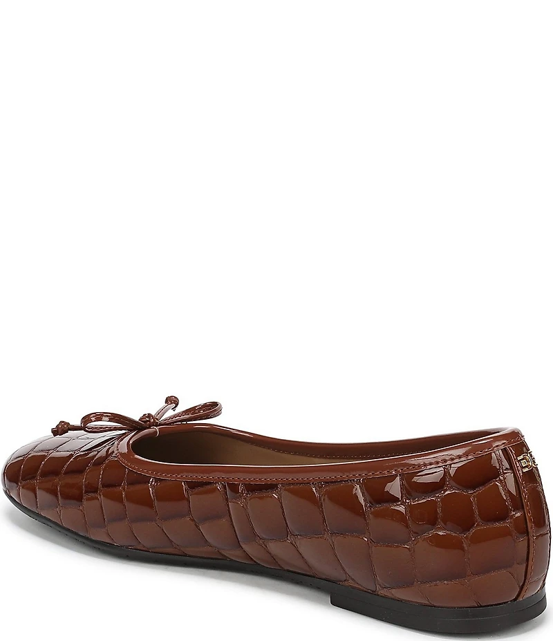 Sam Edelman Alie Croco Print Patent Leather Bow Detail Ballet Flats