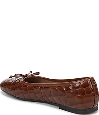 Sam Edelman Alie Croco Print Patent Leather Bow Detail Ballet Flats