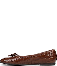 Sam Edelman Alie Croco Print Patent Leather Bow Detail Ballet Flats
