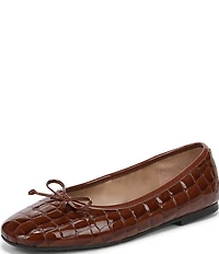 Sam Edelman Alie Croco Print Patent Leather Bow Detail Ballet Flats