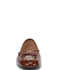Sam Edelman Alie Croco Print Patent Leather Bow Detail Ballet Flats
