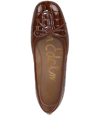 Sam Edelman Alie Croco Print Patent Leather Bow Detail Ballet Flats