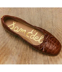 Sam Edelman Alie Croco Print Patent Leather Bow Detail Ballet Flats