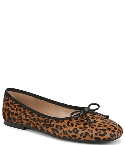 Sam Edelman Alie Leopard Print Calf Hair Bow Detail Ballet Flats