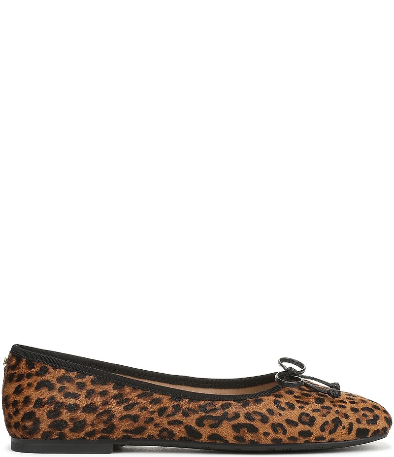Sam Edelman Alie Leopard Print Calf Hair Bow Detail Ballet Flats