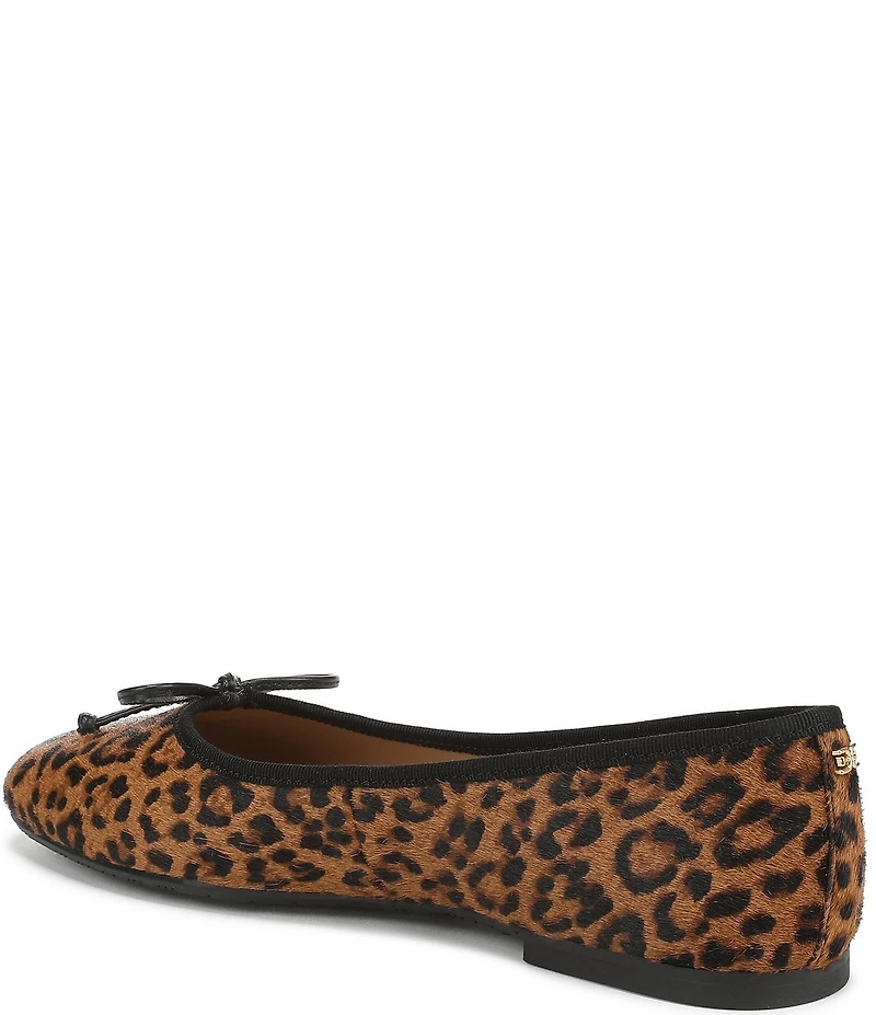Sam Edelman Alie Leopard Print Calf Hair Bow Detail Ballet Flats