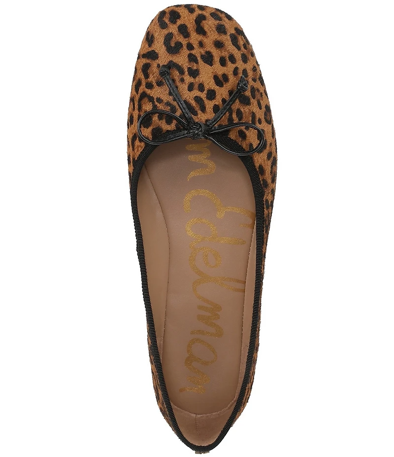 Sam Edelman Alie Leopard Print Calf Hair Bow Detail Ballet Flats