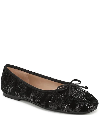 Sam Edelman Alie Sequined Velvet Bow Detail Ballet Flats