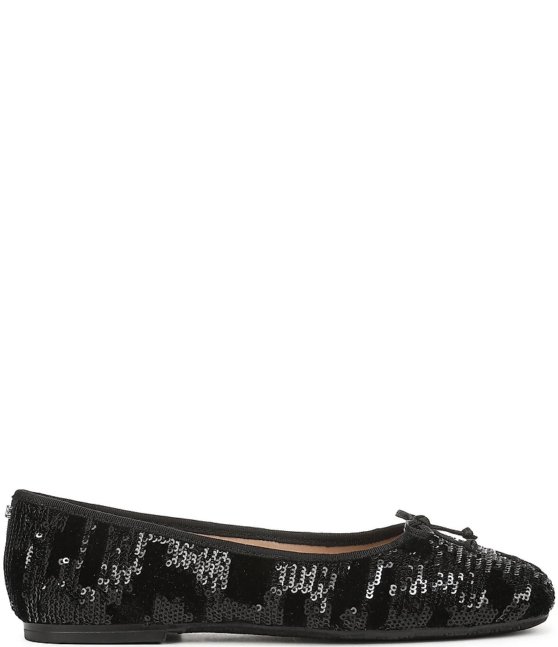 Sam Edelman Alie Sequined Velvet Bow Detail Ballet Flats