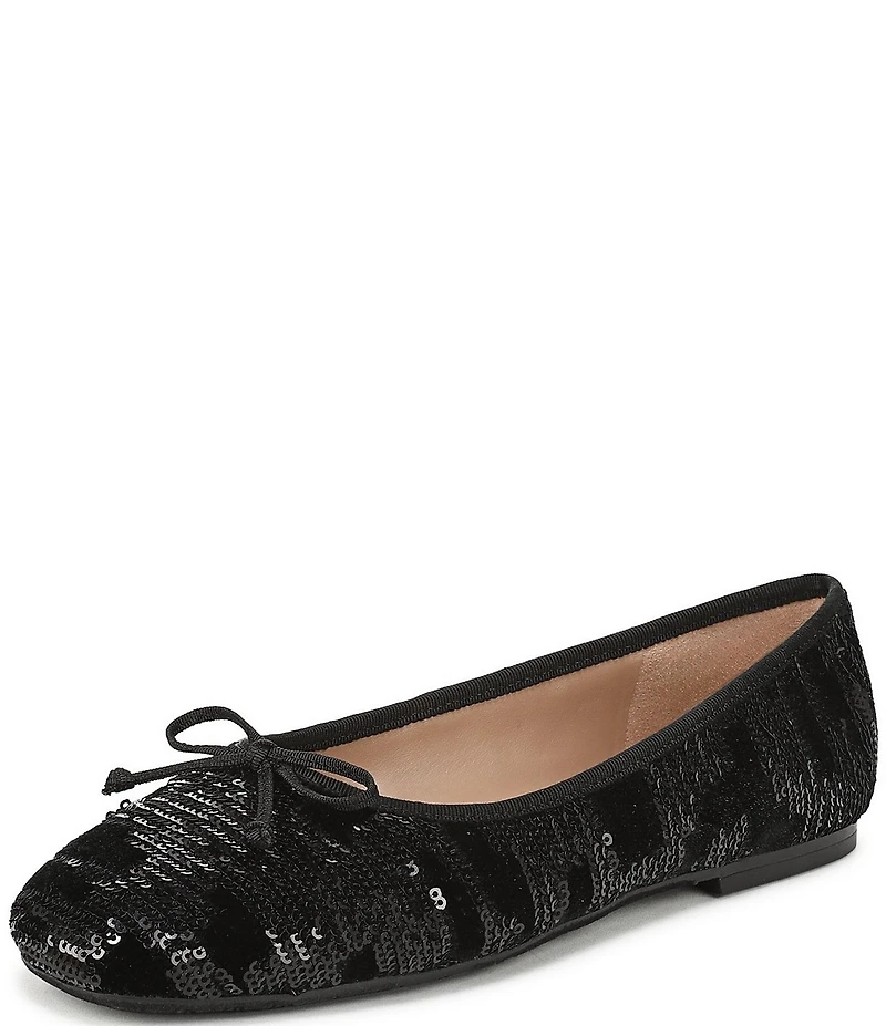 Sam Edelman Alie Sequined Velvet Bow Detail Ballet Flats