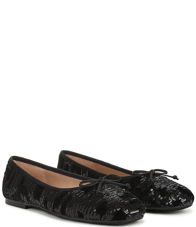 Sam Edelman Alie Sequined Velvet Bow Detail Ballet Flats