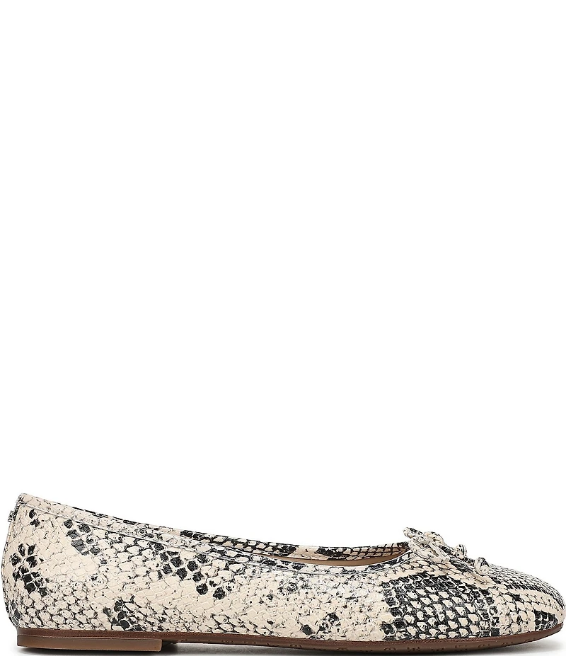 Sam Edelman Alie Snake Print Leather Bow Ballet Flats