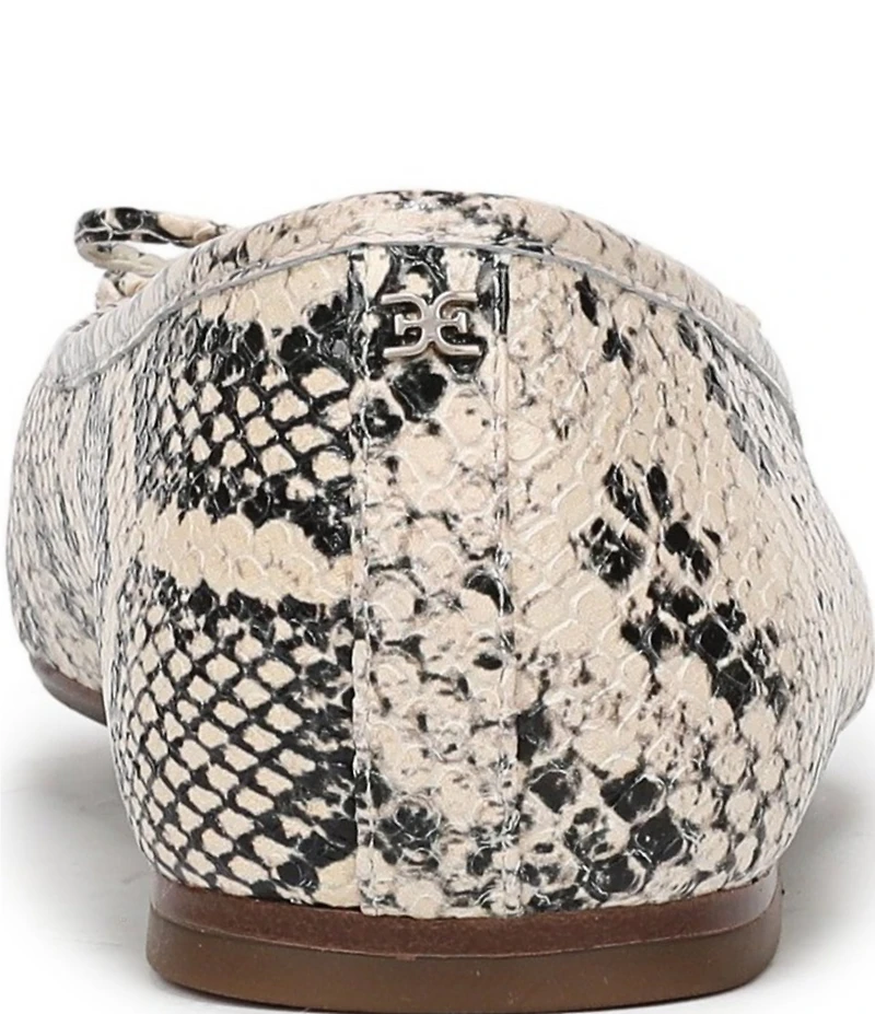 Sam Edelman Alie Snake Print Leather Bow Ballet Flats