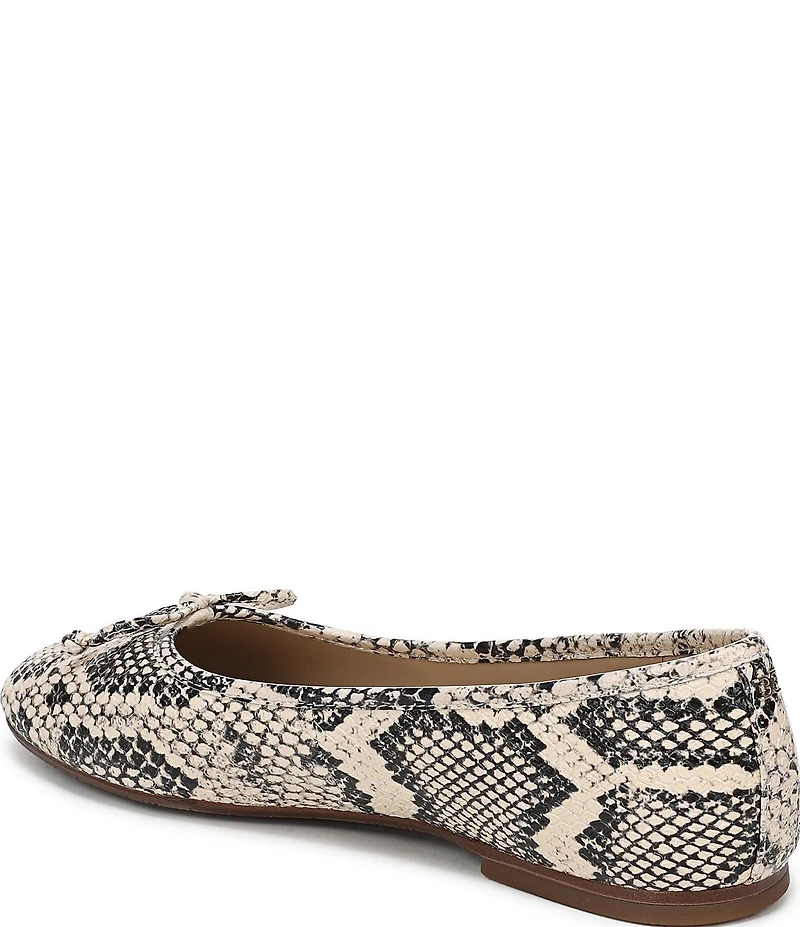 Sam Edelman Alie Snake Print Leather Bow Ballet Flats